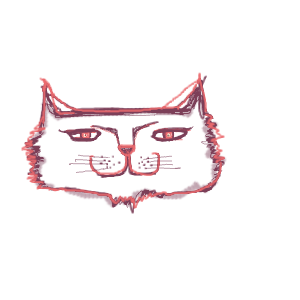 A cute cartoon cat sitting and looking forward.